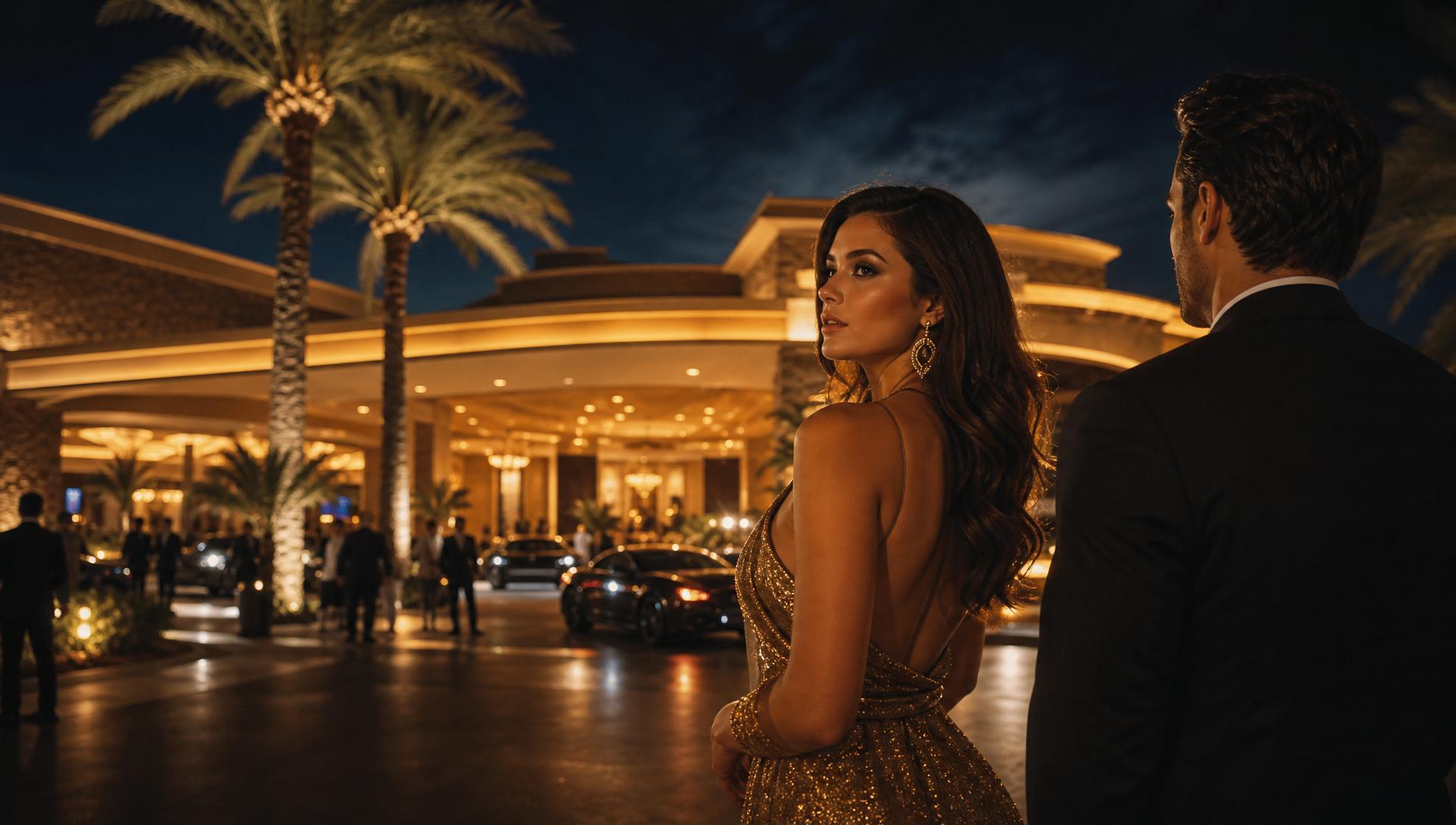 Luxury casino arrivals at night