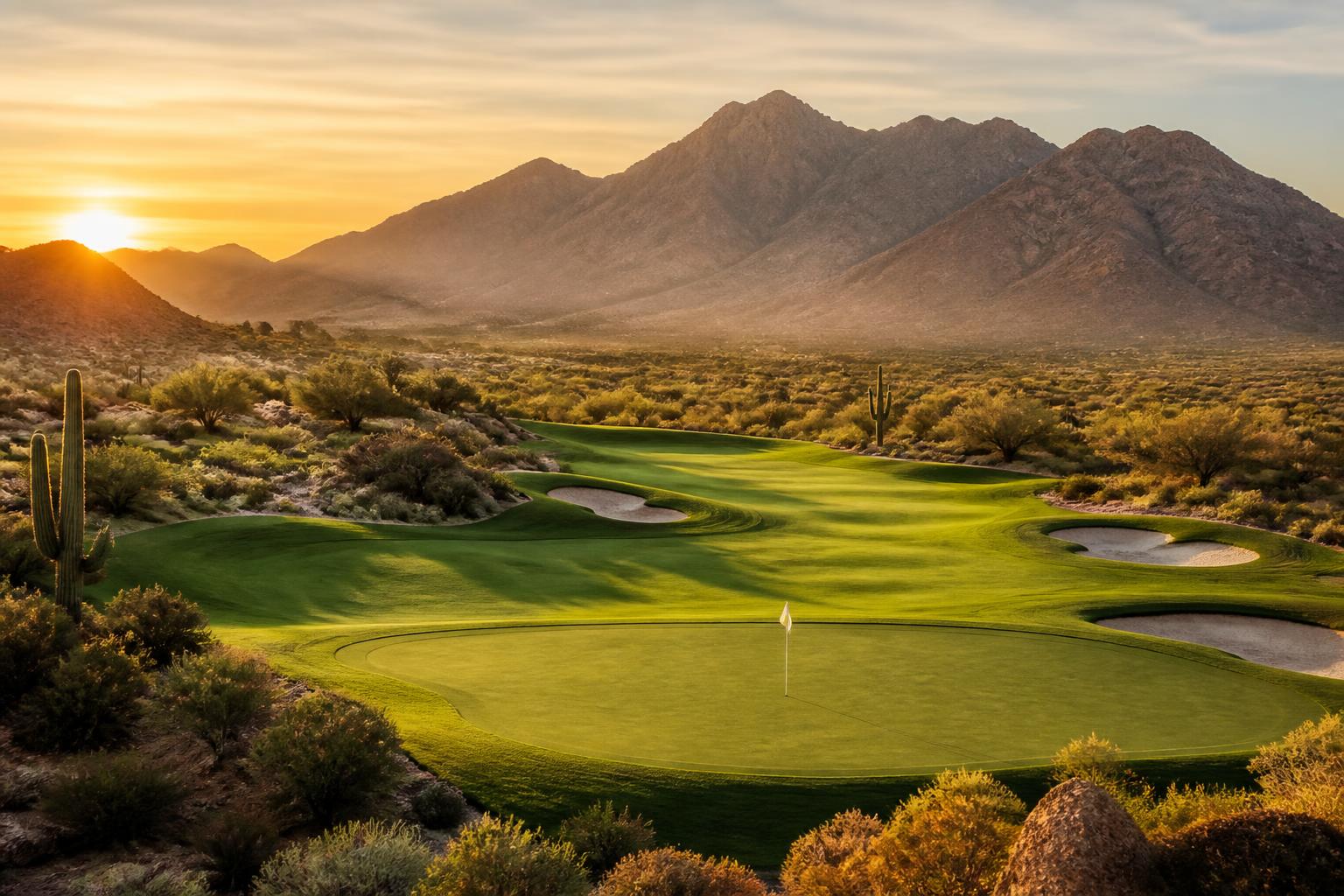 TPC Scottsdale golf course at sunrise