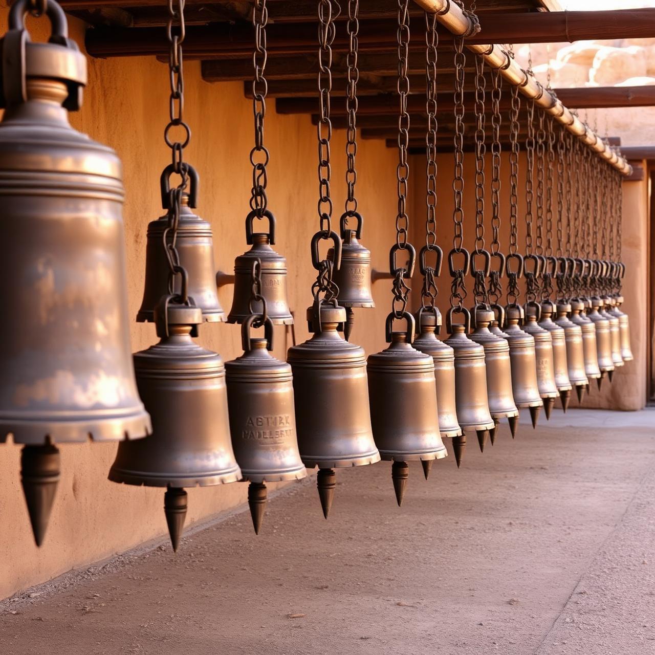 Cosanti bells in the foundry yard