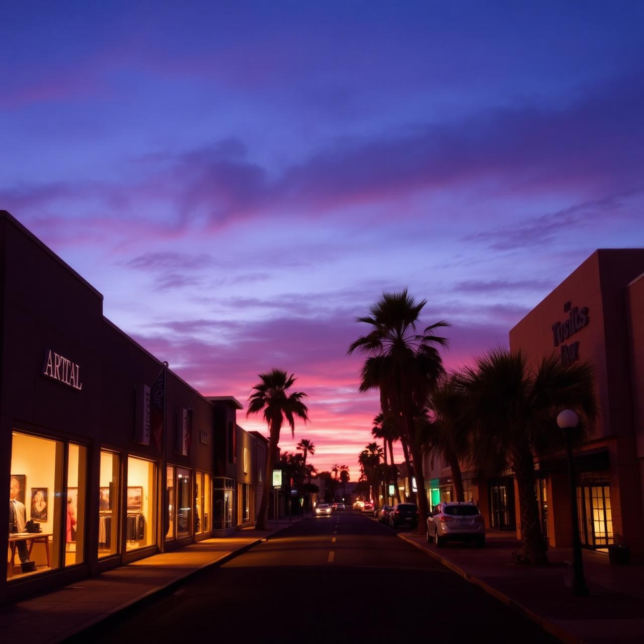 Marshall Way at dusk
