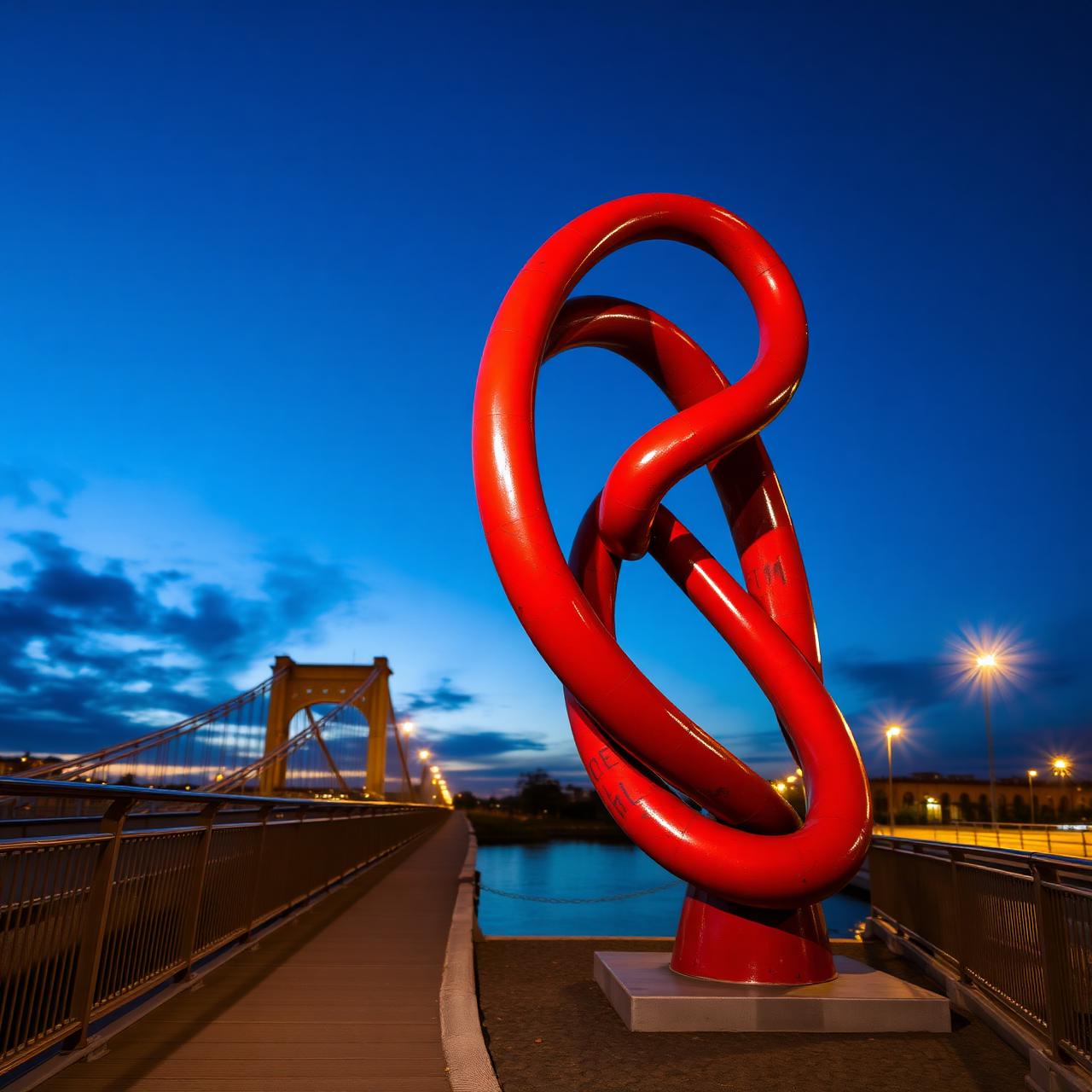 Painted steel knot sculpture