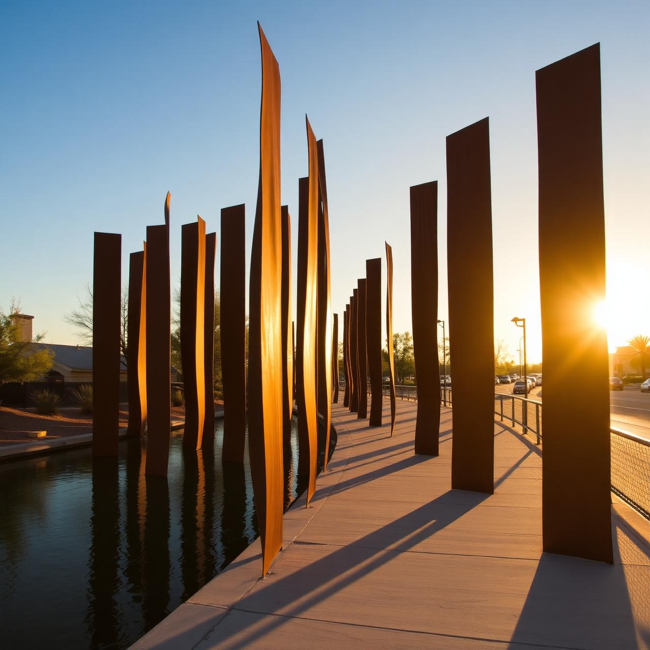 Cor-Ten ribbons along the canal